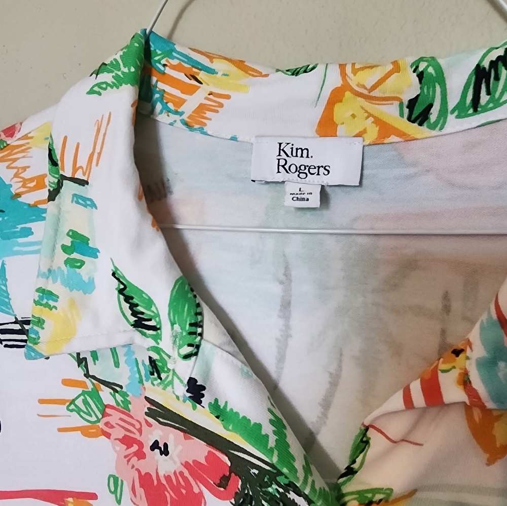 Womens Kim Rogers Short Sleeve Button Front Tunic - Picture 2 of 3